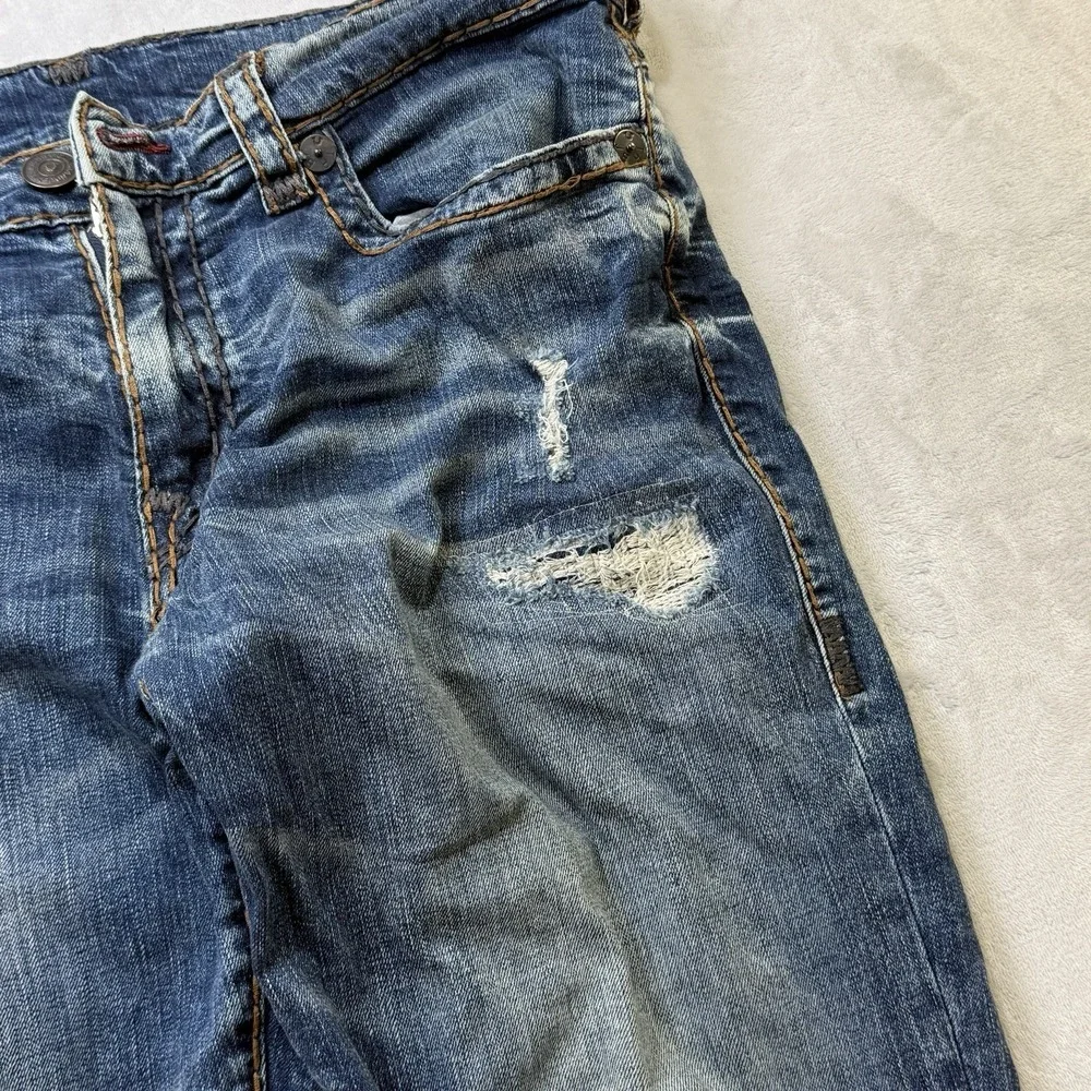 True Religion Ricky Relaxed Straight Jeans‎ Mens 38 Distressed Flap Pocket